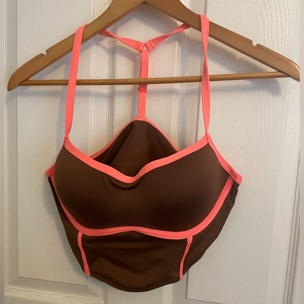 PINK ACTIVE two tones pink trim active top, size L, new with tags
